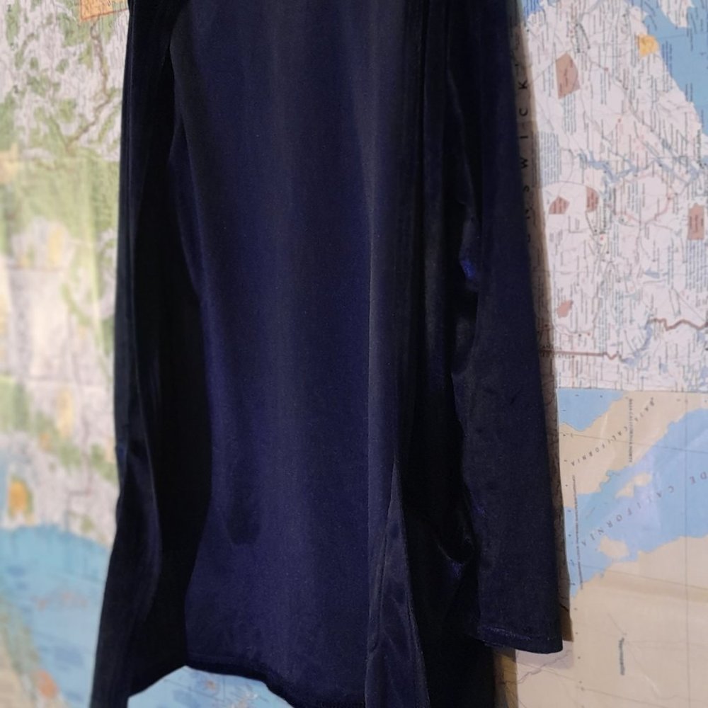 Blue Velvet Pocket Long Cardigan Size Small (B18)